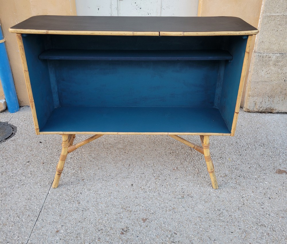 Comptoir de Bar Vintage en Rotin