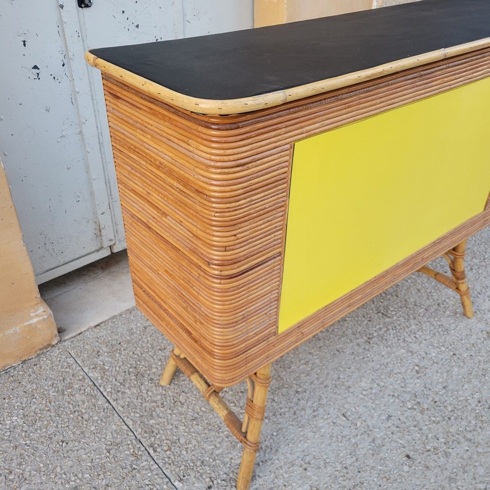 Comptoir de Bar Vintage en Rotin