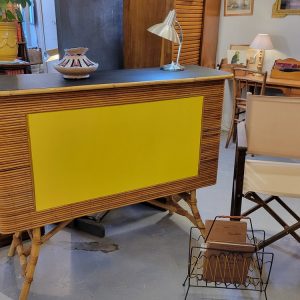 Comptoir de Bar Vintage en Rotin