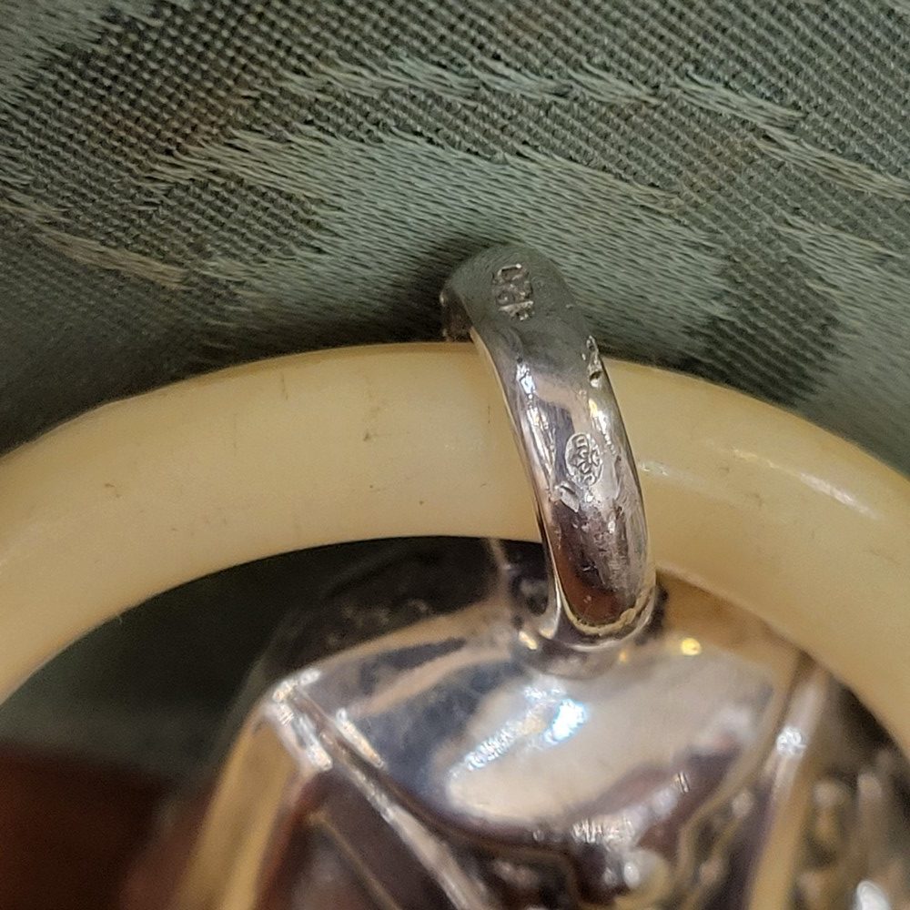 Hochet ,bébé ,métal argenté, époque 1950