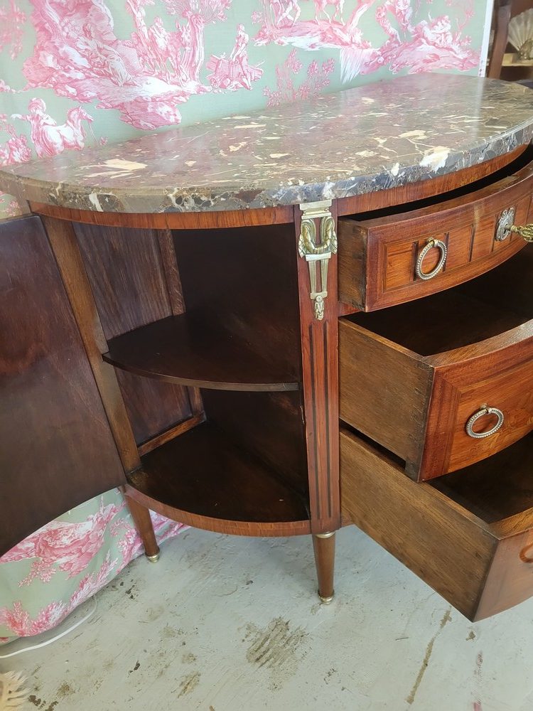 Commode Demi-Lune Bois de Rose Marqueté