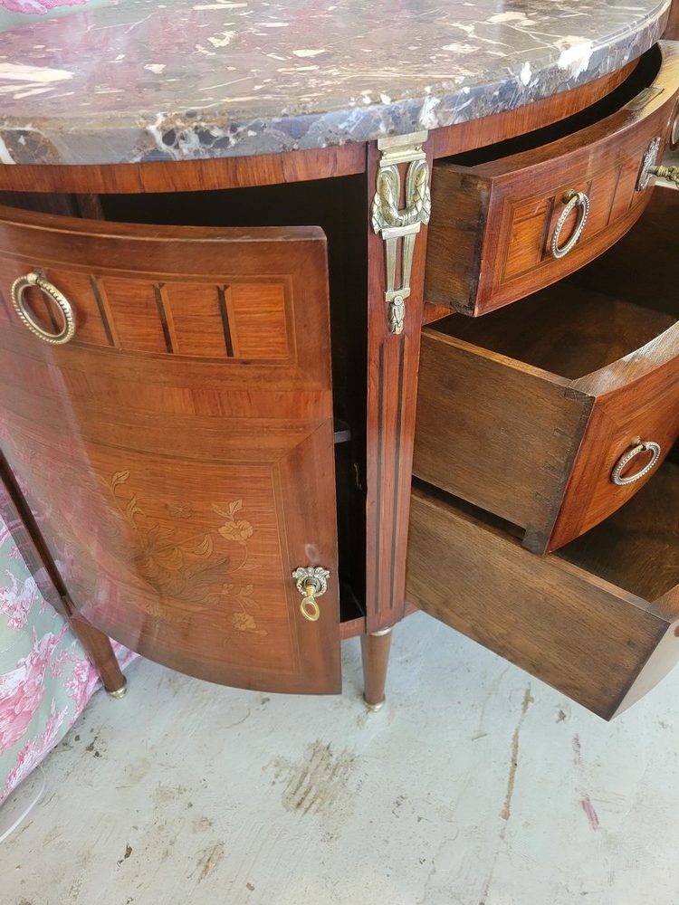 Commode Demi-Lune Bois de Rose Marqueté