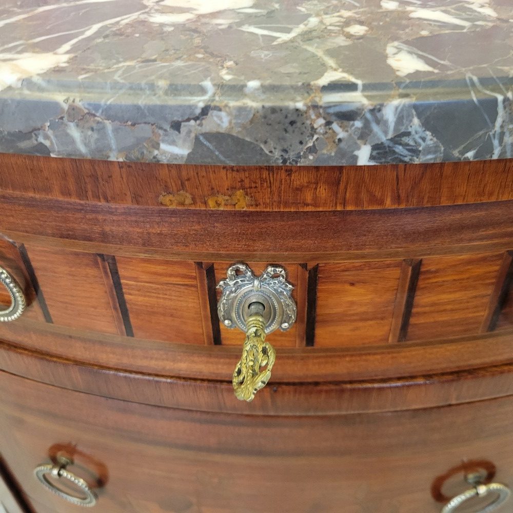 Commode Demi-Lune Bois de Rose Marqueté