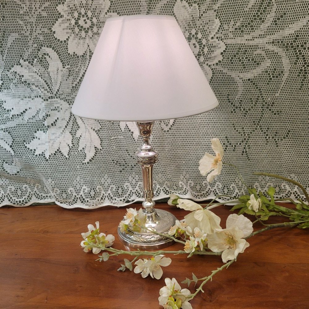 Pied de Lampe, Bougeoir Métal Argenté