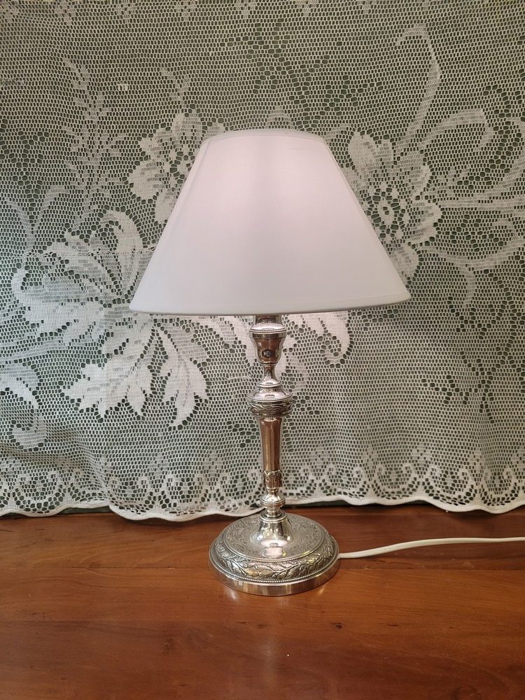 Pied de Lampe, Bougeoir Métal Argenté