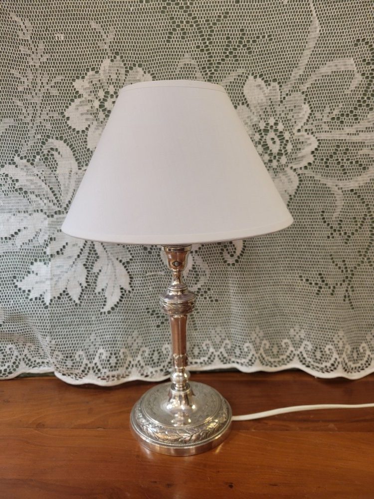 Pied de Lampe, Bougeoir Métal Argenté