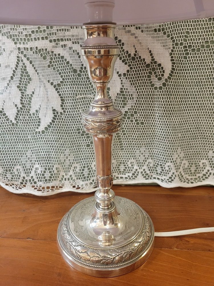 Pied de Lampe, Bougeoir Métal Argenté