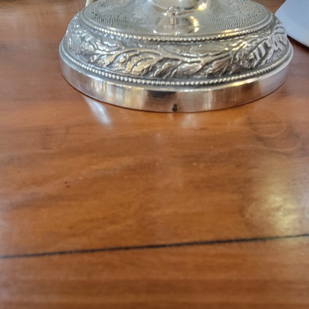 Pied de Lampe, Bougeoir Métal Argenté