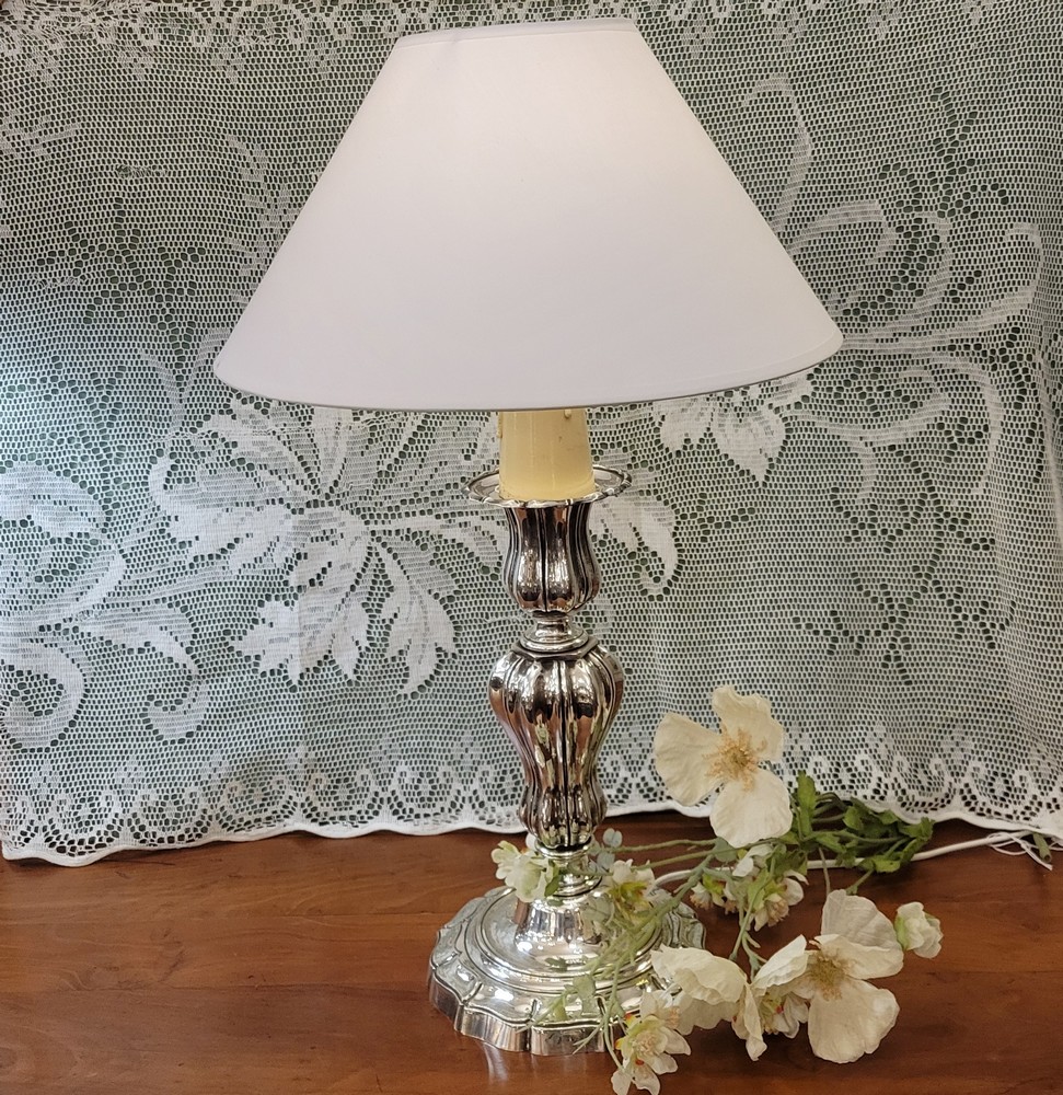 Grande Lampe Bronze Argenté