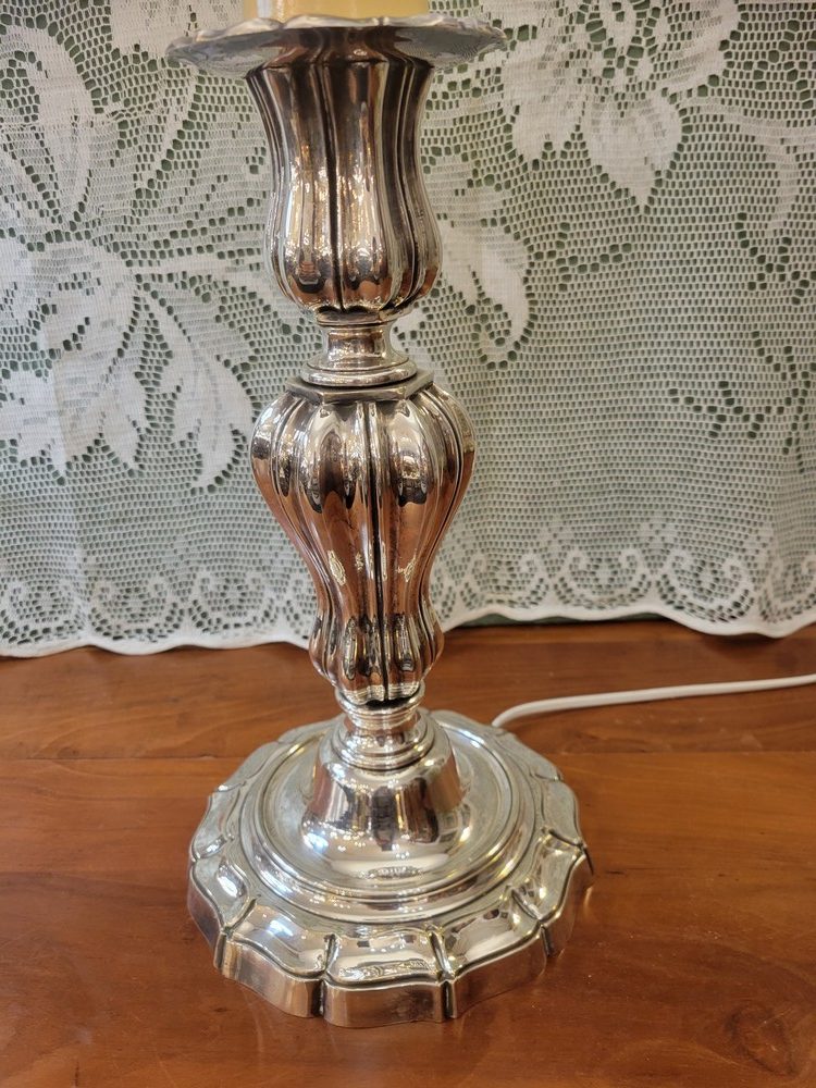 Grande Lampe Bronze Argenté