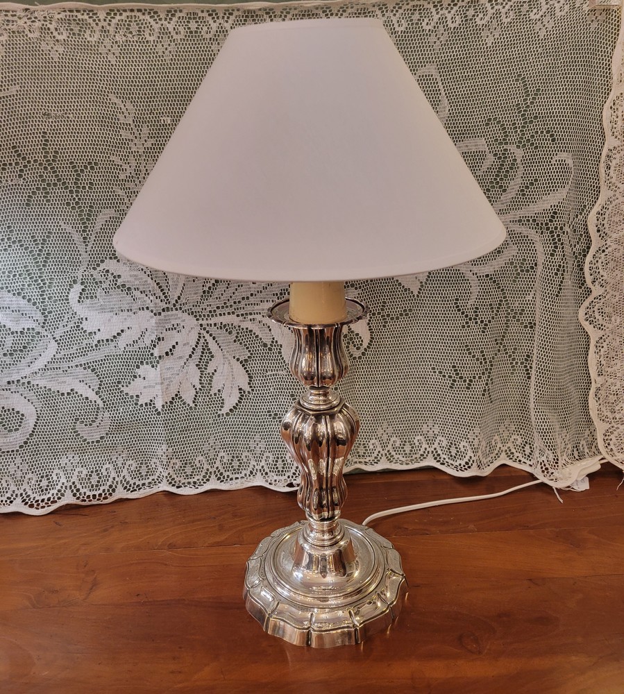 Grande Lampe Bronze Argenté