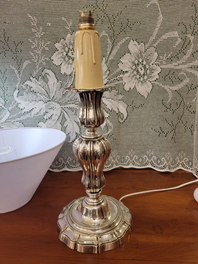 Grande Lampe Bronze Argenté