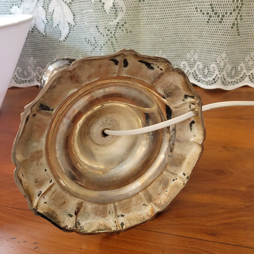 Grande Lampe Bronze Argenté