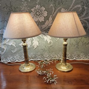 Paire de Lampes Bougeoirs Laiton Guilloché