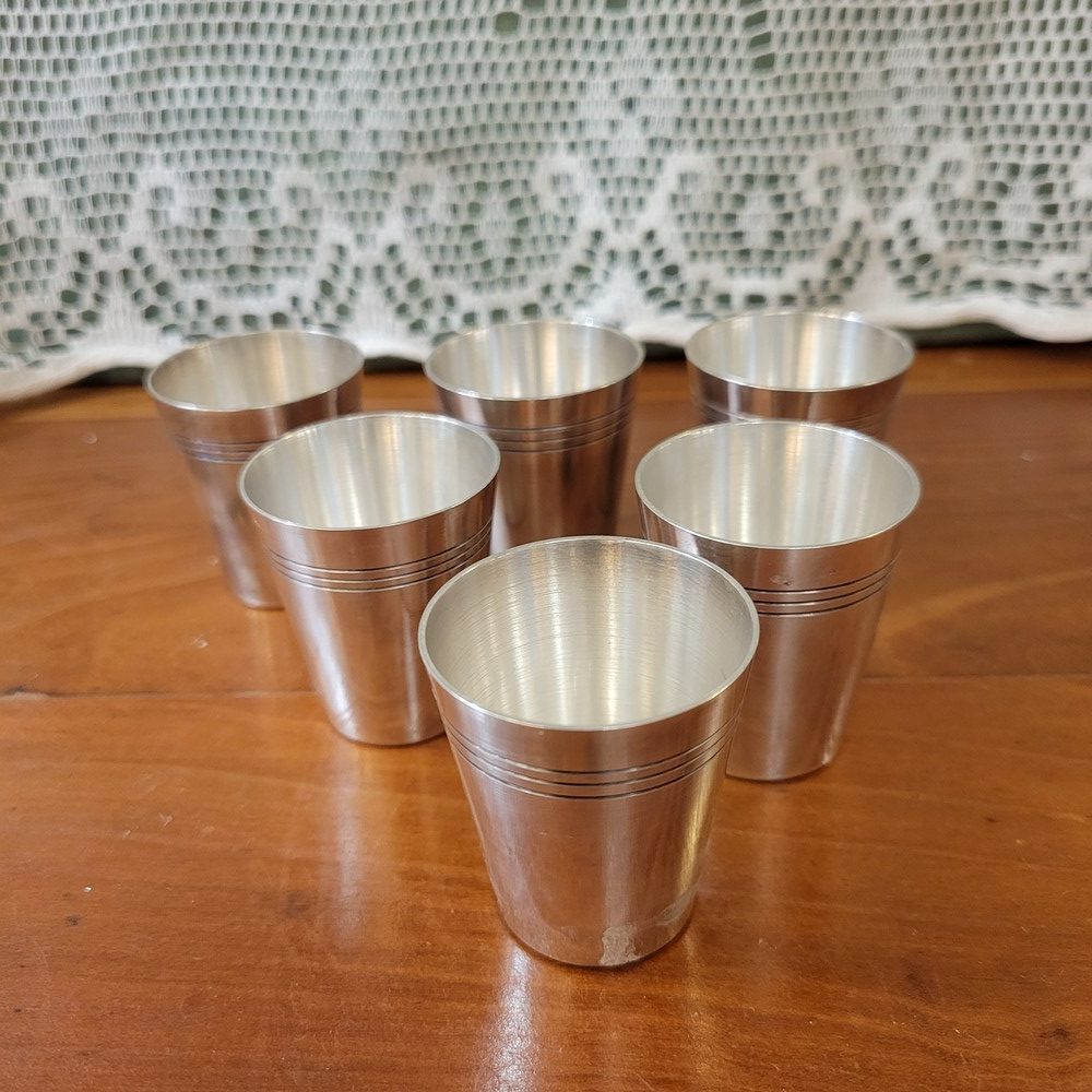 6 verres à Liqueur Métal Argenté
