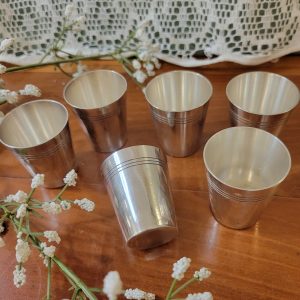 6 verres à Liqueur Métal Argenté