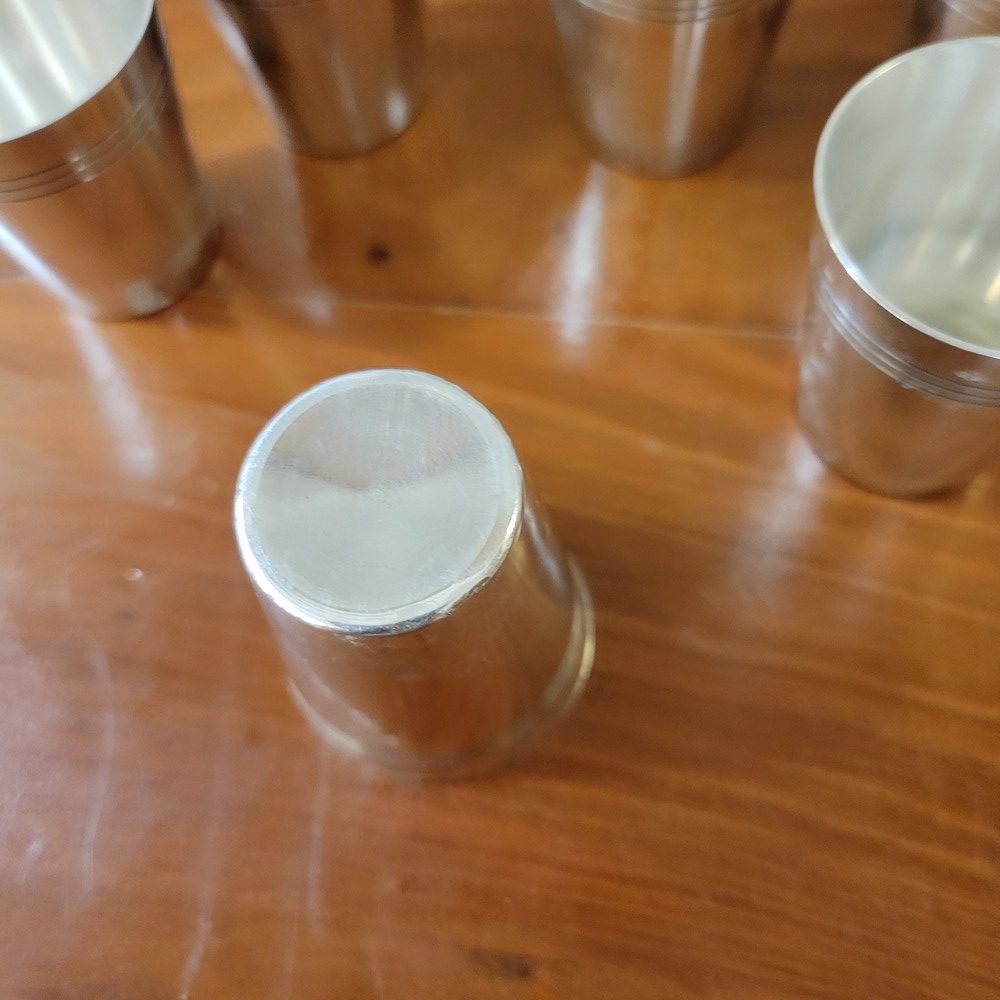 6 verres à Liqueur Métal Argenté