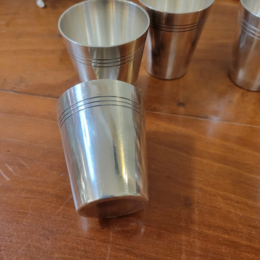6 verres à Liqueur Métal Argenté