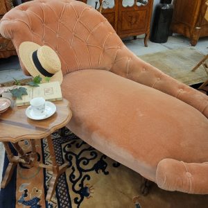 Méridienne Napoléon III Velours Rose Capitonné