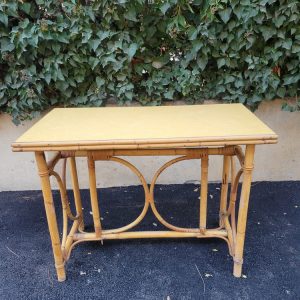 Table Rectangulaire Rotin et Formica Vintage
