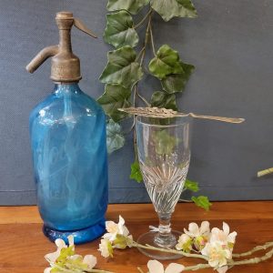 Bouteille siphon bleue Gravée Orléans, XIXè