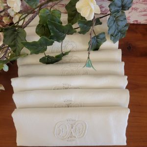 Serviettes Blanches Fil de Coton Damassé 