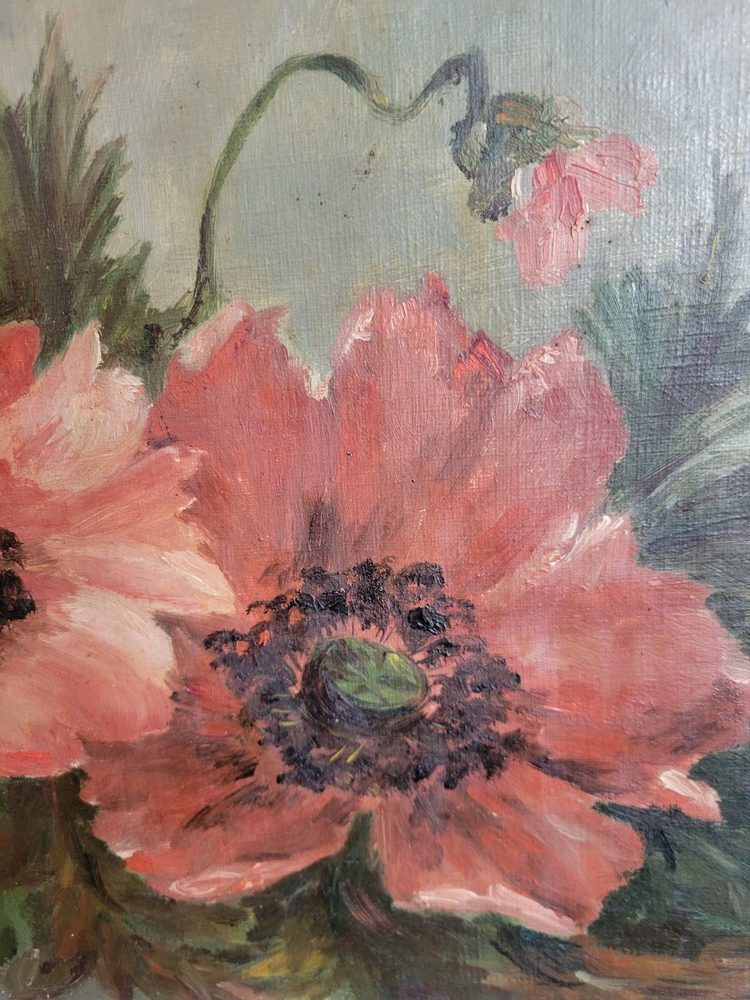 Jeté de Pavots, Coquelicots, Anémones,huile sur toile