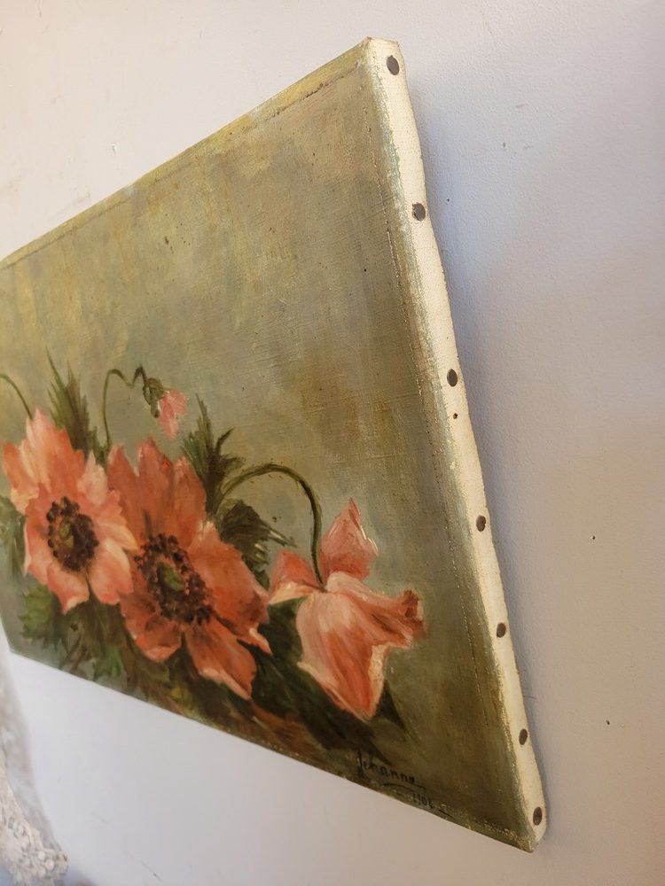 Jeté de Pavots, Coquelicots, Anémones,huile sur toile