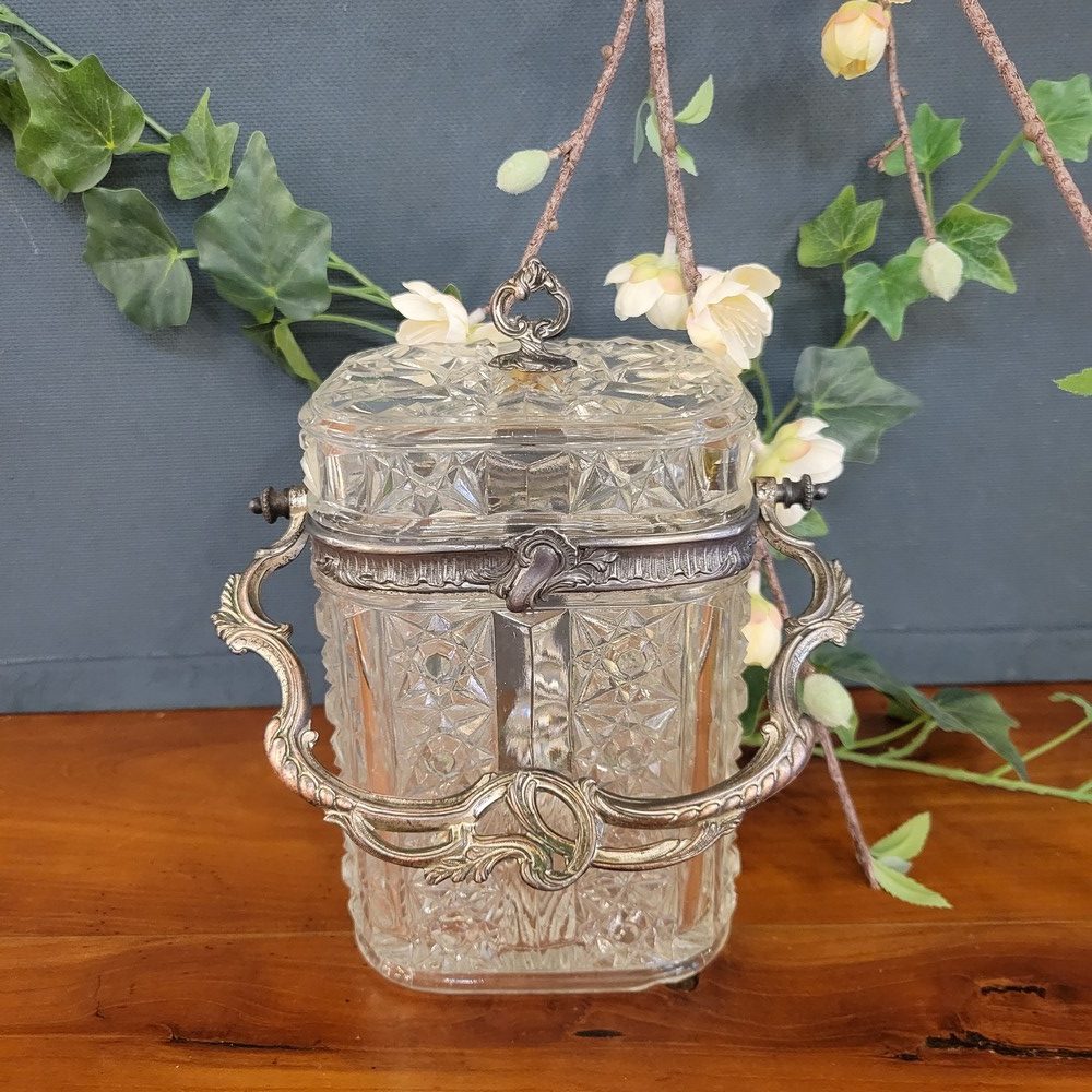 Seau à Biscuit Ancien en Verre, d'esprit Rocaille