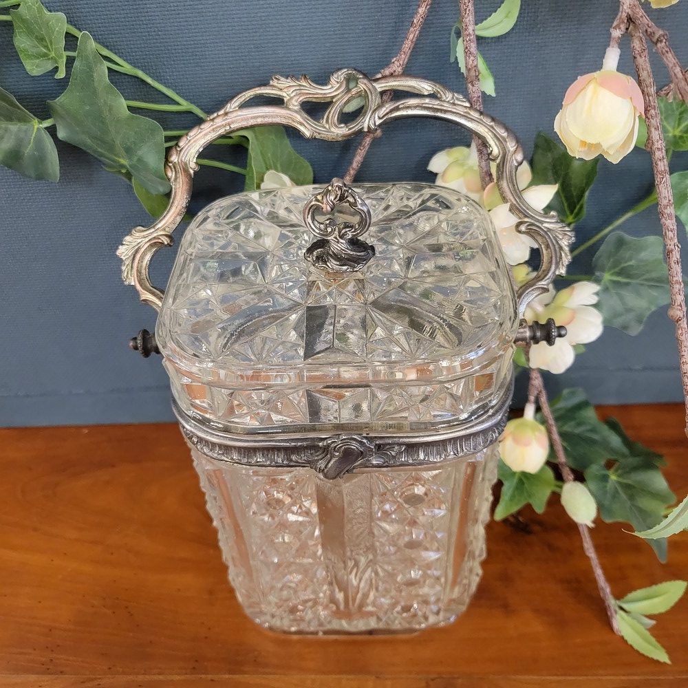 Seau à Biscuit Ancien en Verre, d'esprit Rocaille