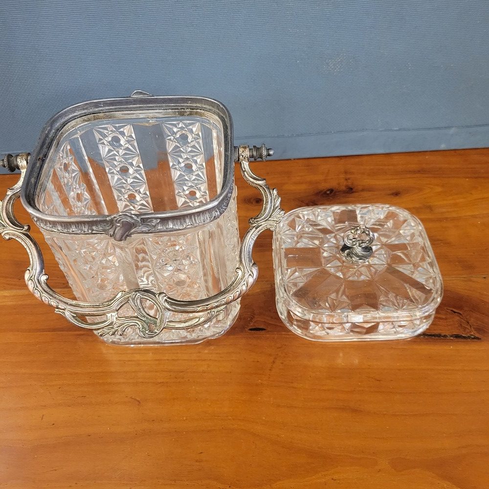 Seau à Biscuit Ancien en Verre, d'esprit Rocaille