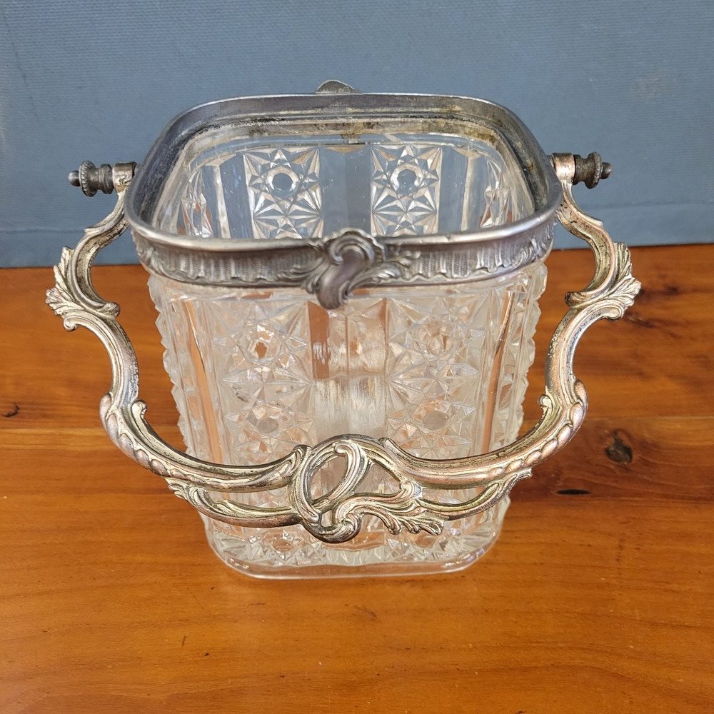 Seau à Biscuit Ancien en Verre, d'esprit Rocaille