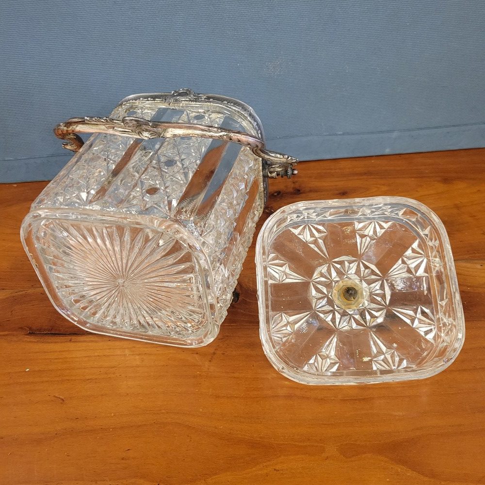 Seau à Biscuit Ancien en Verre, d'esprit Rocaille