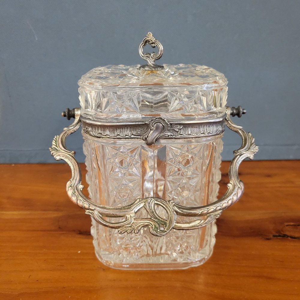 Seau à Biscuit Ancien en Verre, d'esprit Rocaille