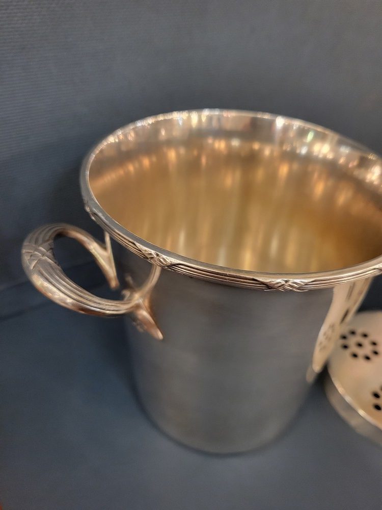 Seau à Glaçons Métal Argenté Ruban croisé