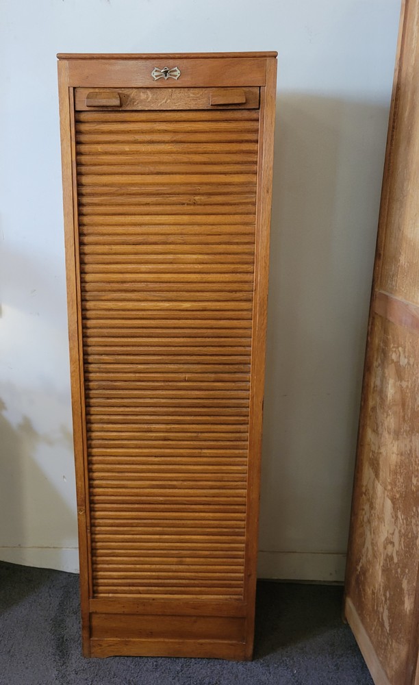 Classeur à Rideau, en chêne, Vintage