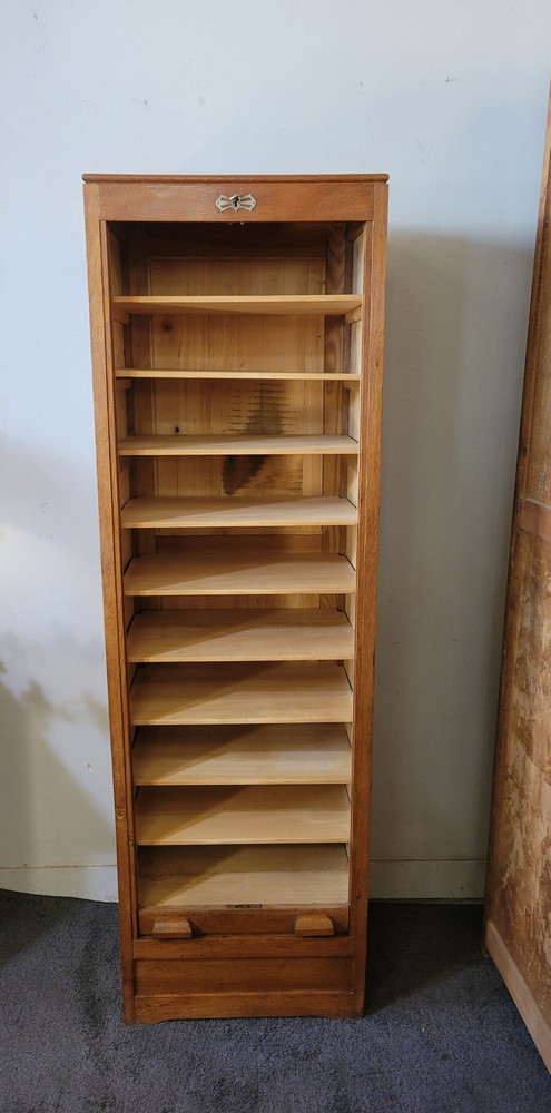 Classeur à Rideau, en chêne, Vintage