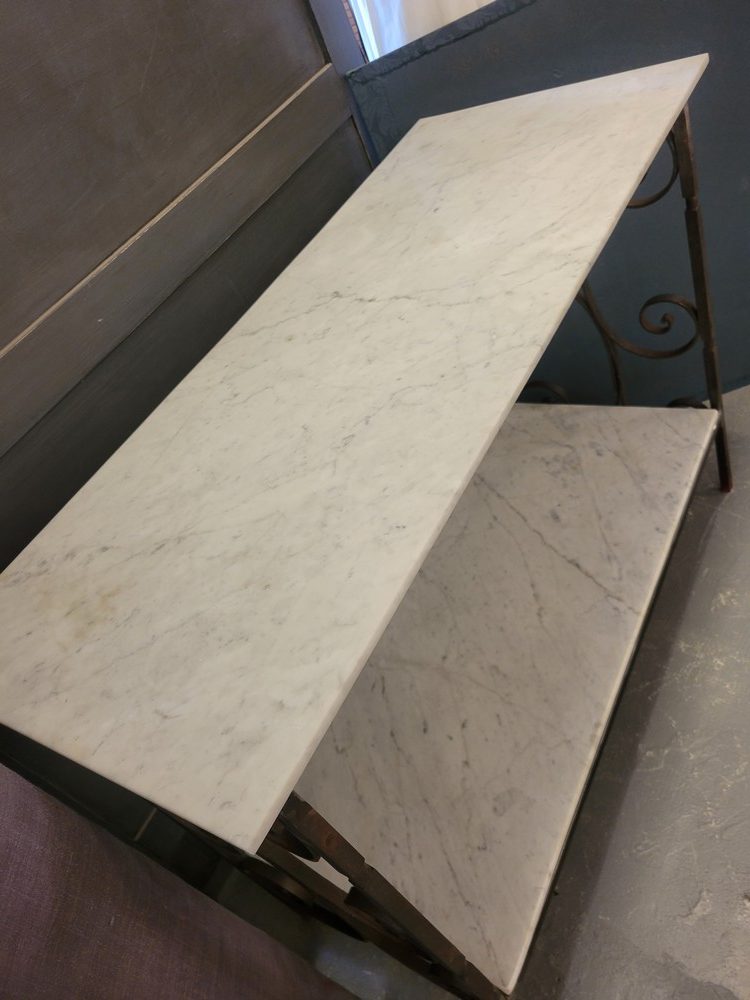 Desserte Fer Forgé & Marbre Blanc