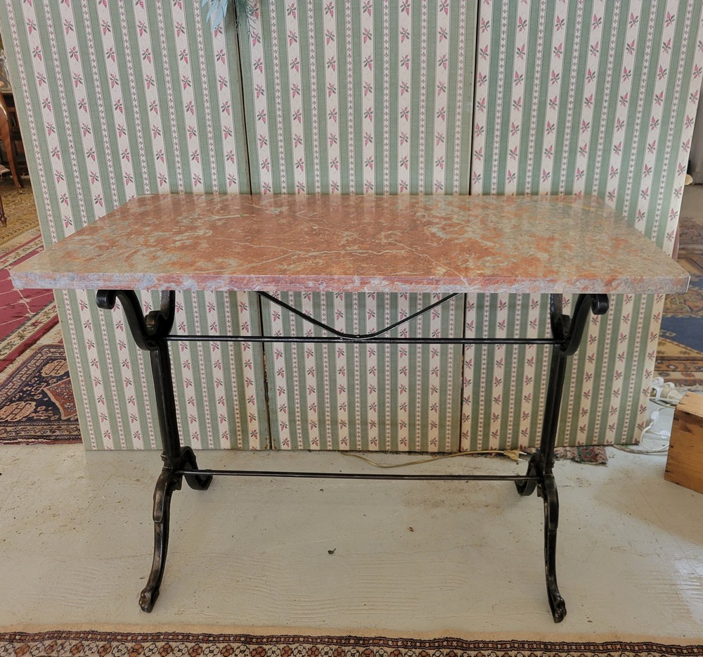 Table Bistrot Ancienne Marbre Rouge