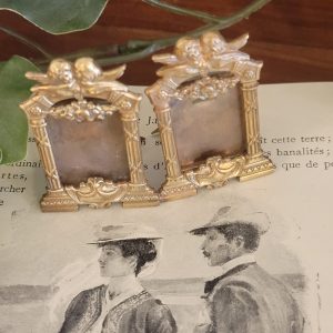 Double cadre photo miniature, Décor Anges