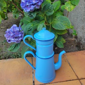 Grande Cafetière avec Filtre Tôle Emaillée Bleue