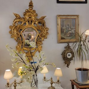 Miroir Rococo Bois Sculpté et Doré